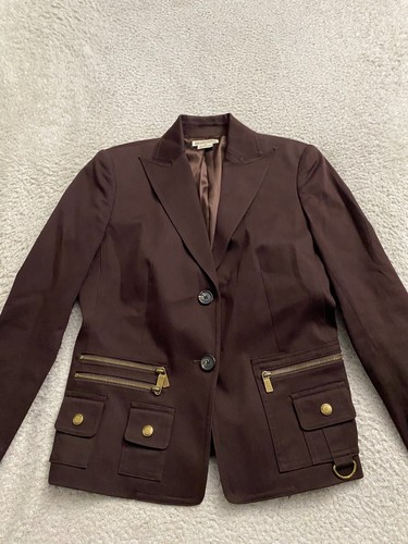 Blazer donna Michael Kors manica lunga foderato pizzo marrone taglia 4
