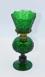 19c. L.G. Wright Daisy & Cube Stars & Bars Miniature Green Oil / Kerosene Lamp - Picture 1 of 11