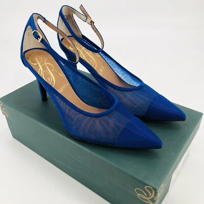 J. Renee Jena 9.5 M Royal Blue Mesh Suede Ankle Strap Dress Pump - Image 1 of 4