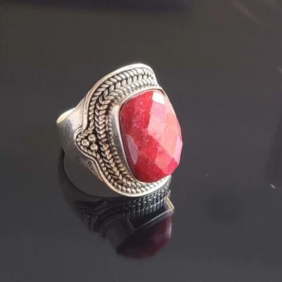 Ruby Corundum 925 Sterling Silver Fine Ring All Size Available For Gift - Image 1 of 4