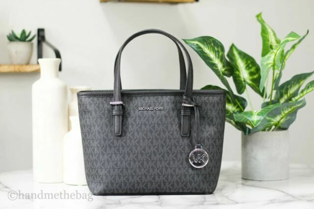 Michael Kors Carry All Jet Set Travel Tote Handbag - Black