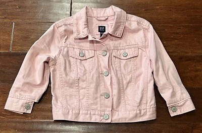 Gap Pink 2 Pocket Girls Small 6/7 Full Snap Button Up Denim Trucker Jean Jacket - Image 1 of 4