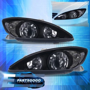 For 02-04 Toyota Camry Replacement Headlights Lamps Pair Left+Right Black Clear - Picture 1 of 4