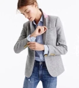 J.Crew Campbell 100% Wool Gray Blazer Size 00 NWOT Preppy Classic Career - Picture 1 of 9