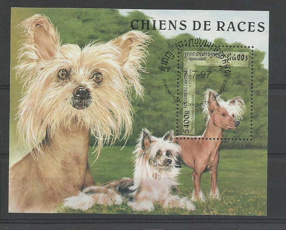  chien dog hund perro Bloc Feuillet oblitéré 22 Cambodge - Photo 1/1