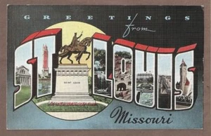 VINTAGE POSTCARD 1943 LARGE LETTER ST. LOUIS MISSOURI - Picture 1 of 1