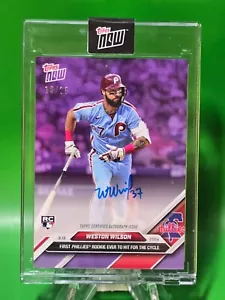Weston Wilson On Card Auto 2024 Topps Now Rookie Hits For Cycle Purple 18/25 - Picture 1 of 2