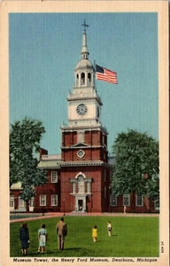 Museum Tower Henry Ford Museum Dearborn Michigan Linen Postcard - Picture 1 of 2