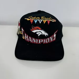 Vtg Super Bowl XXXII Champions Hat Denver Broncos San Diego NFL Black Snapback - Picture 1 of 10