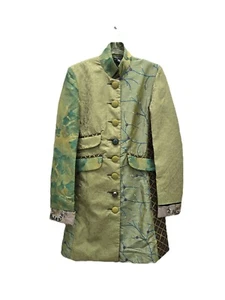 Desigual talla 34 Eur / XXS? Abrigo Línea A Bordado Fino Primavera Jacquard Verde Nuevo - Imagen 1 de 8