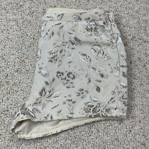 Abercrombie & Fitch Womens Shorts sz 2 White Silver Floral Embroidered Low Rise