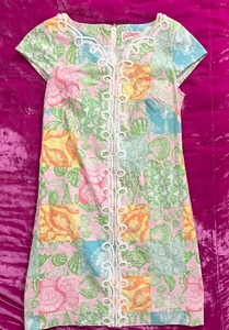 Lilly Pulitzer Originals Vintage Kleid Muschel Patchwork Spitzendetail - Bild 1 von 9