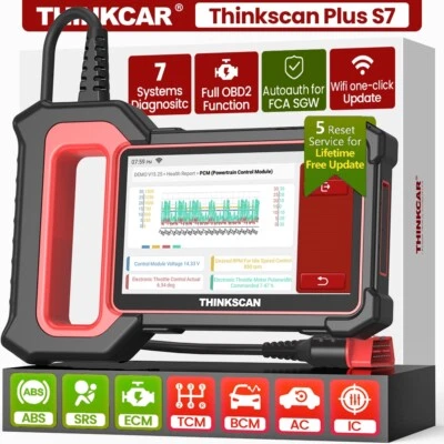 THINKCAR Thinkscan Plus S7 OBD2 Scanner Car Diagnostic Tool 7 Systems 5 Reset Services
