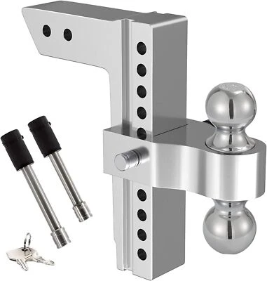 2.5" Receiver Adjustable Tow Hitch 10" Drop/Rise Dual Ball Mount Trailer 18500lb - Image 1 of 4