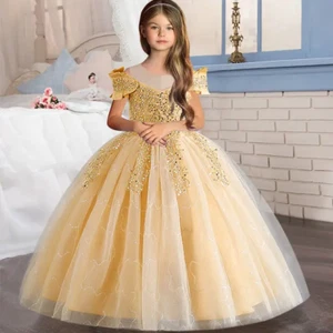 Elegant Style Flower Girl Wedding Dress beading big girl long dresses for party - Picture 1 of 4