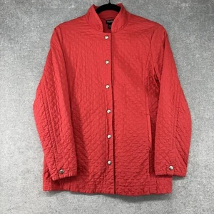 Eileen Fisher Womens Red Quilted Button Front Jacket XSmall 100% Organic Cotton - Picture 1 of 9