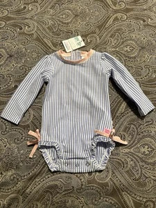 Ruffle Butts Baby Girls’ Periwinkle Seersucker Long Sleeve Swimsuit 12-18 M - Picture 1 of 3