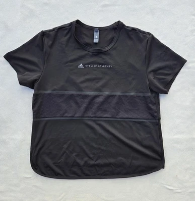 Adidas Stella McCartney Shirt Womens Large Black Mesh Panel Athletic Tee EA2172 - Image 1 of 4