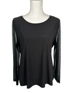 Ciara Sun Woo Women Top Size L Black Mesh Long Sleeve - Picture 1 of 20