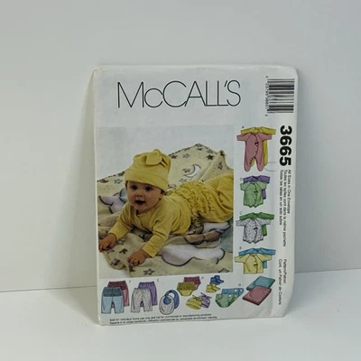 Baby Coverall Bodysuit Top Diaper Cover Cap Booties Size N-L UNCUT Pattern 3665 - Image 1 of 2