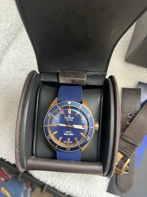 44 mm EDOX Delfin Fleet 1650 bronce macizo edición limitada #/200 Swiss Auto Sapphi Foto 1 de 4