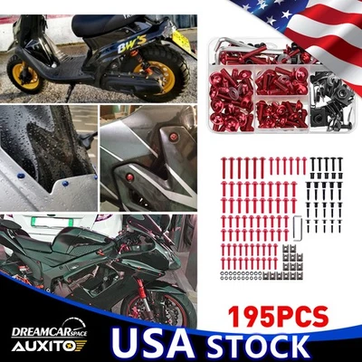 Red Screws Bolts Complete Fairing Kit Hardware Body Motorcycle Universal Shell - Image 1 of 4