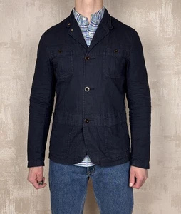 Pretty Green Linen / Cotton Pockets Jacket Men's Size L Navy - Picture 1 of 24