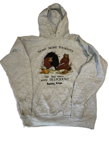 Felpa con cappuccio vintage 1987 Funny Send More Tourists Bear taglia XL Fruit of the Loom USA - Foto 1 di 7