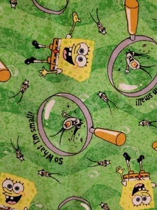 Vintage 2002 SpongeBob SquarePants Fabric – Plankton “So What! I’m Small!” 35 in - Picture 1 of 4