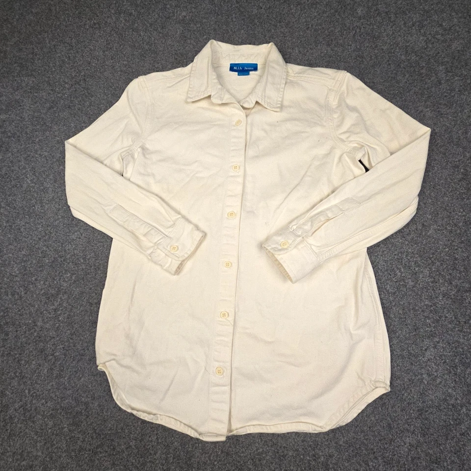 Camisa Mih Jeans Mujer Camisa Blanca Denim Manga Larga Abotonada Algodón Talla S Foto 1 de 4