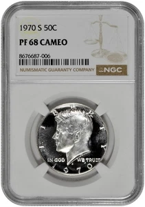 1970 S 50C Proof Kennedy Half Dollar NGC Graded PF 68 Cameo - Picture 1 of 2