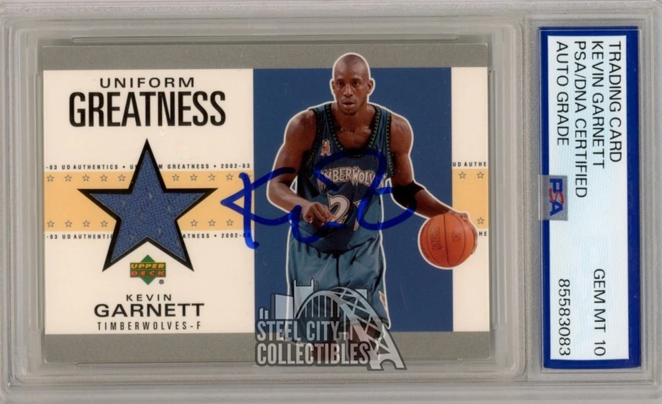 Kevin Garnett 2002-03 Upper Deck Greatness Autograph Jersey Card #KGU PSA/DNA 10 - Image 1 of 1