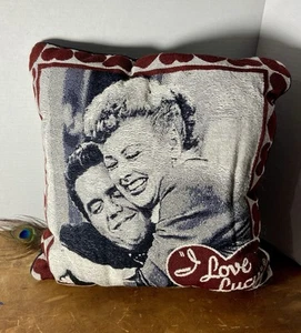 Vintage I Love Lucy Decorative Pillow, Square Heart Trim Lucy & Ricky - Picture 1 of 1