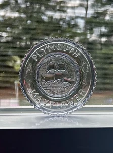 Pairpoint Glass Plymouth Mayflower Nautical Ship Vintage Clear Cup Plate - Picture 1 of 8