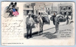 1906 SAN JUAN PUERTO RICO ESCENA EN PLAZA DE ALFONZO ARTHUR LIVINGSTON POSTAL - Imagen 1 de 2