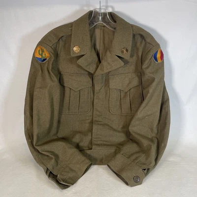 Vtg WW2 103rd Inf. US Army Olive Green Wool Field Jacket Mens 36R -Military - Image 1 of 4