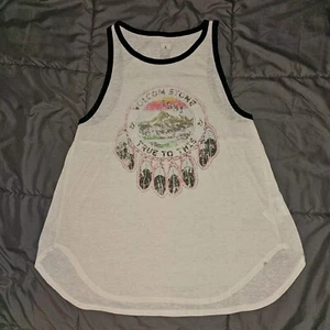 Volcom XS Beige Burnout Dreamcatcher Mountain Distressed Graphic Tank Top Shirt - Picture 1 of 8