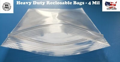 Clear Zip Seal Plastic Bags 4 Mil Heavy Duty Poly Reclosable Zipper Top Lock 4ML - Image 1 of 2