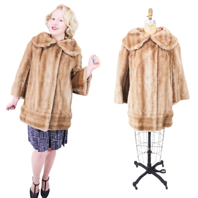 Abrigo de piel sintética vintage años 70 Lilli Ann Peter Pan cuello chaqueta corta B 42" Foto 1 de 4