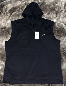 3XL Nike Tour Hooded 1/2 Zip Golf Vest Cotton Blend Black FQ8879 men's NWT $95 - Picture 1 of 8