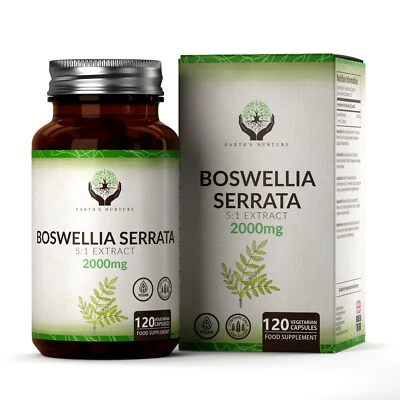 EARTH'S NURTURE Boswellia Serrata | 120 2000mg 5:1 Weihrauch Extrakt | Weihrauchkapseln
