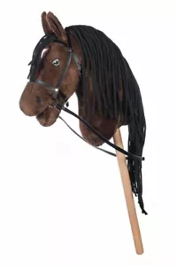 Hobby Horse Steckenpferd Stern HKM Holzstange Pferdekopf mit Trense braun - Bild 1 von 3