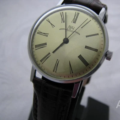 Vintage Luch Watch Mechanical Poljot Soviet Ultra slim De Luxe Jewels Men USSR - Image 1 of 4