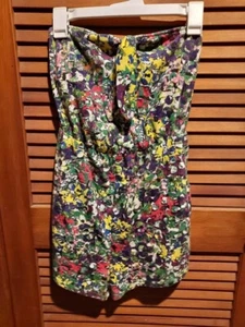 Topshop Women’s US Size 4 Floral Print Tank Romper Summer Spring strapless euc - Picture 1 of 4