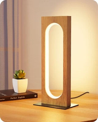 EDISHINE Table Lamp, Dark Pearwood Bedside Lamp Dimmable,Touch Control Square - Image 1 of 4