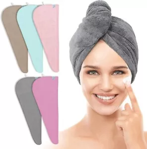 Avvolgi Asciugamano Capelli Asciugatura Rapida Super Assorbente Turbante Fascia Testa Tre Pezzi - Foto 1 di 5