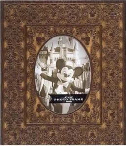 Disney Parks Mickey Icon Wood-tone Filigree Lattice Picture Frame 4x6 NEW - Picture 1 of 2