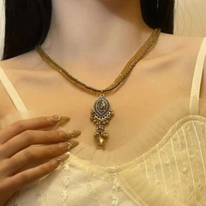 Ethnic Style Long Sweater Chain Double Layer Vintage Beaded Necklace Gift. - Picture 1 of 14
