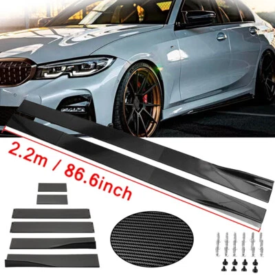 Carbon Fiber 86.6inch Side Skirt Extensions Rocker Panel For BMW E90 E92 E93 — 第 1/4 张图片