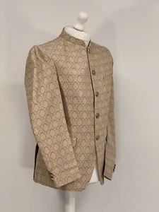 Men's Banarsi Grey Gold Diamond Prince Jacket - Picture 1 of 4